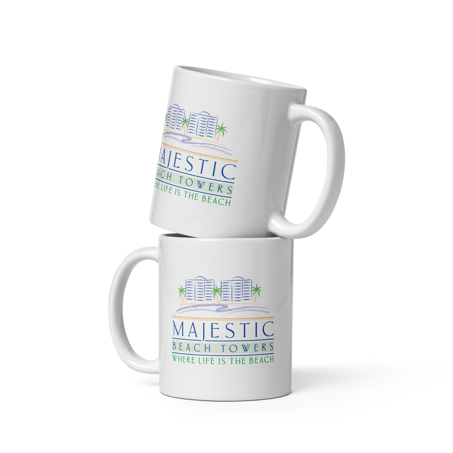 Majestic Beach Resort PCB Design White Glossy Mug