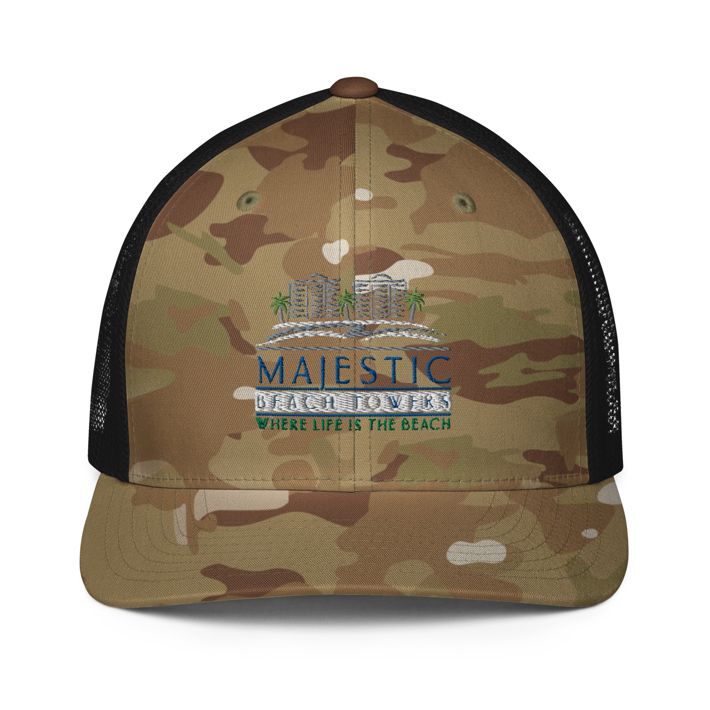 Majestic Beach Resort PCB Design Closed-back Trucker Cap