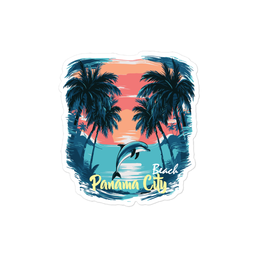 Sunset Splash: Panama City Beach Bubble-Free Stickers