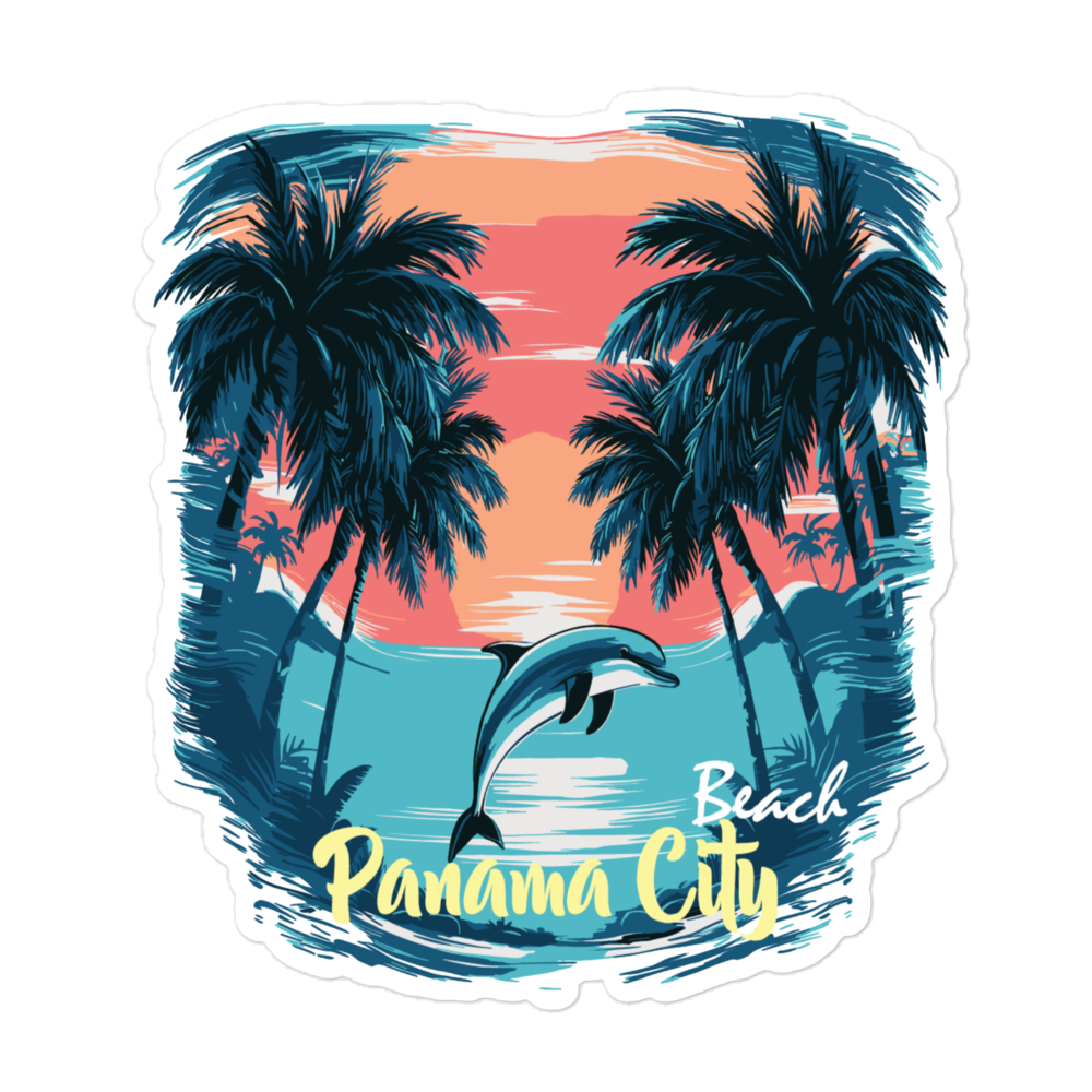 Sunset Splash: Panama City Beach Bubble-Free Stickers