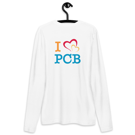 I Love PCB Back Design Long Sleeve Fitted Crew