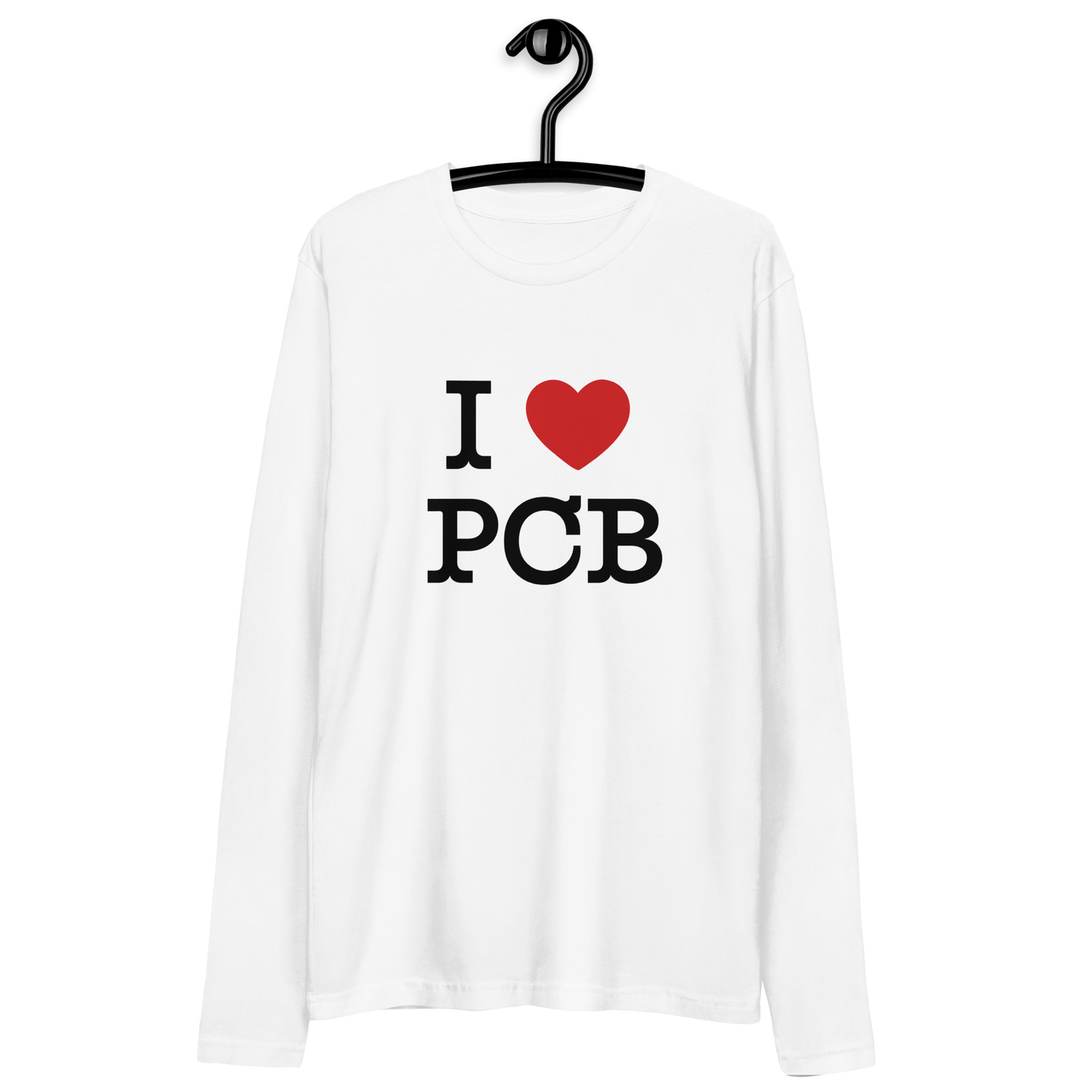 I Love PCB Front Design Long Sleeve Fitted Crew