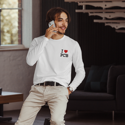 Parrot Perch: I Love PCB Long Sleeve Fitted Crew