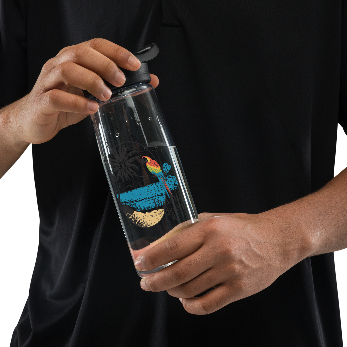 Parrot Perch: Panama City Beach Sports Water Bottle