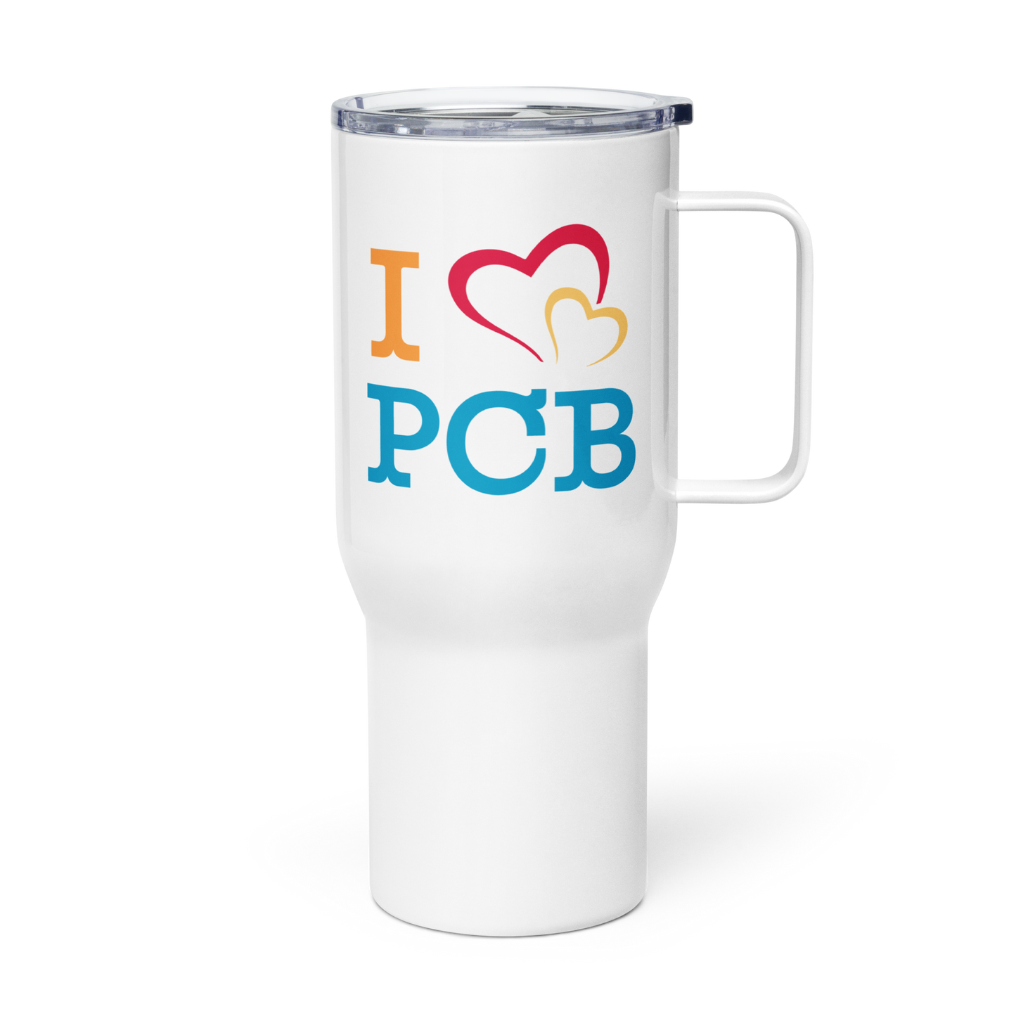 I Love PCB Travel Mug with a Handle