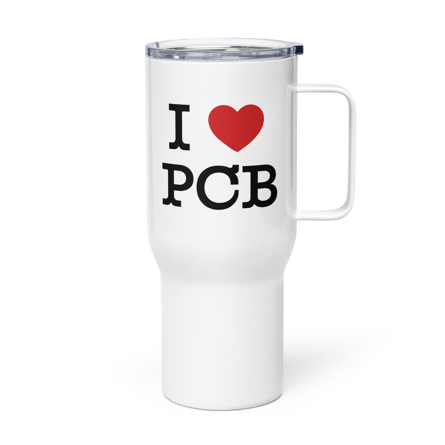 I Love PCB Travel Mug with a Handle