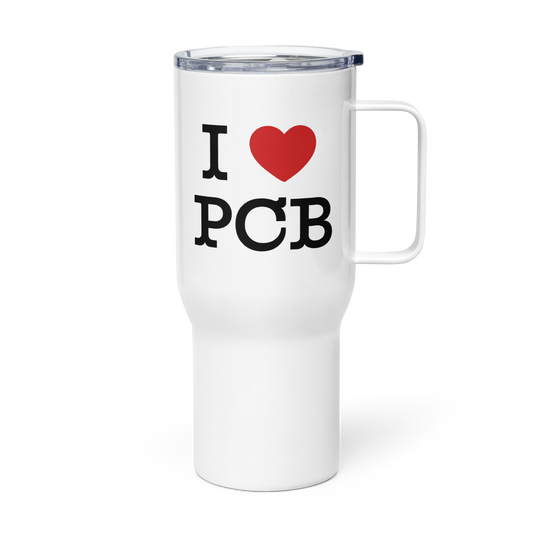 I Love PCB Travel Mug with a Handle