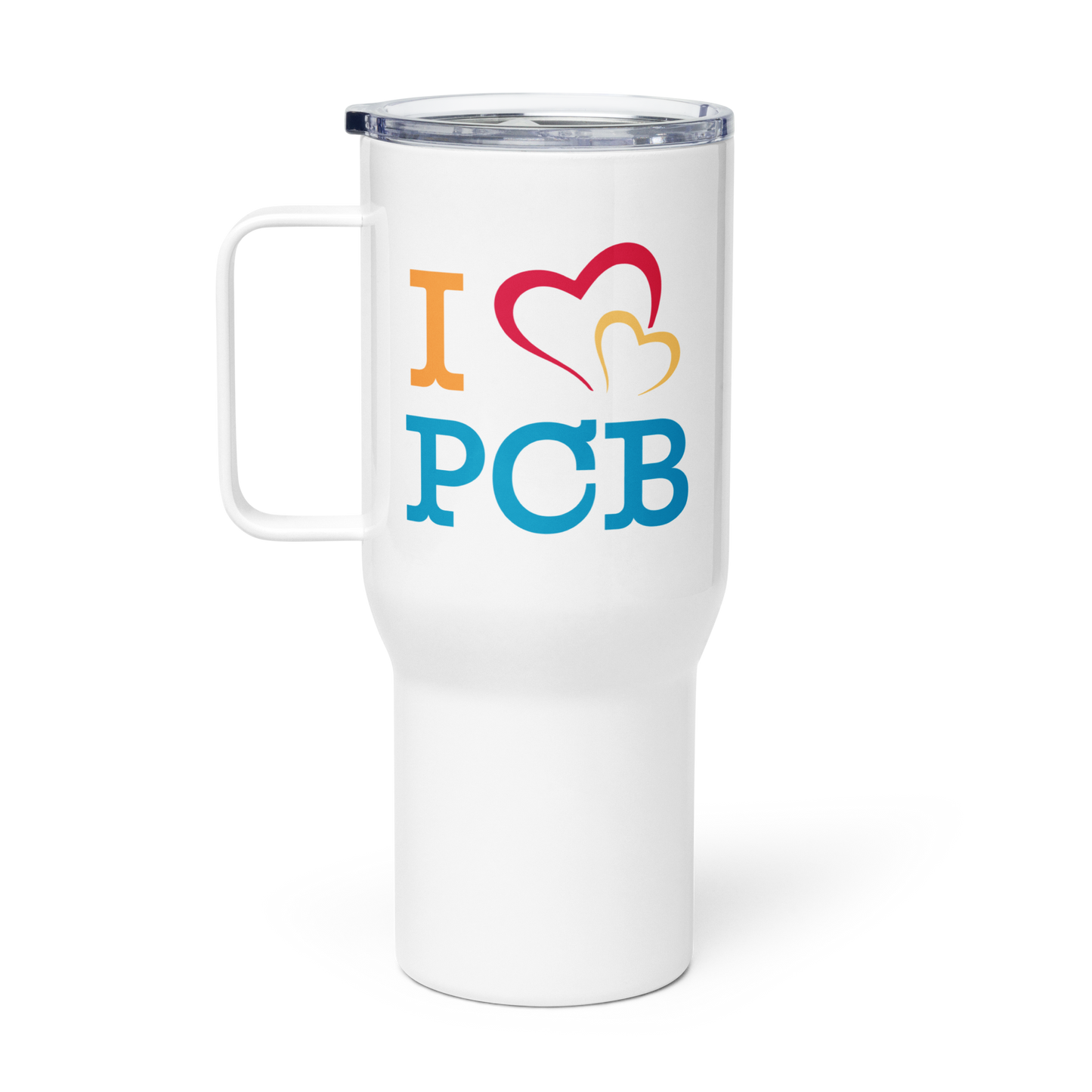 I Love PCB Travel Mug with a Handle