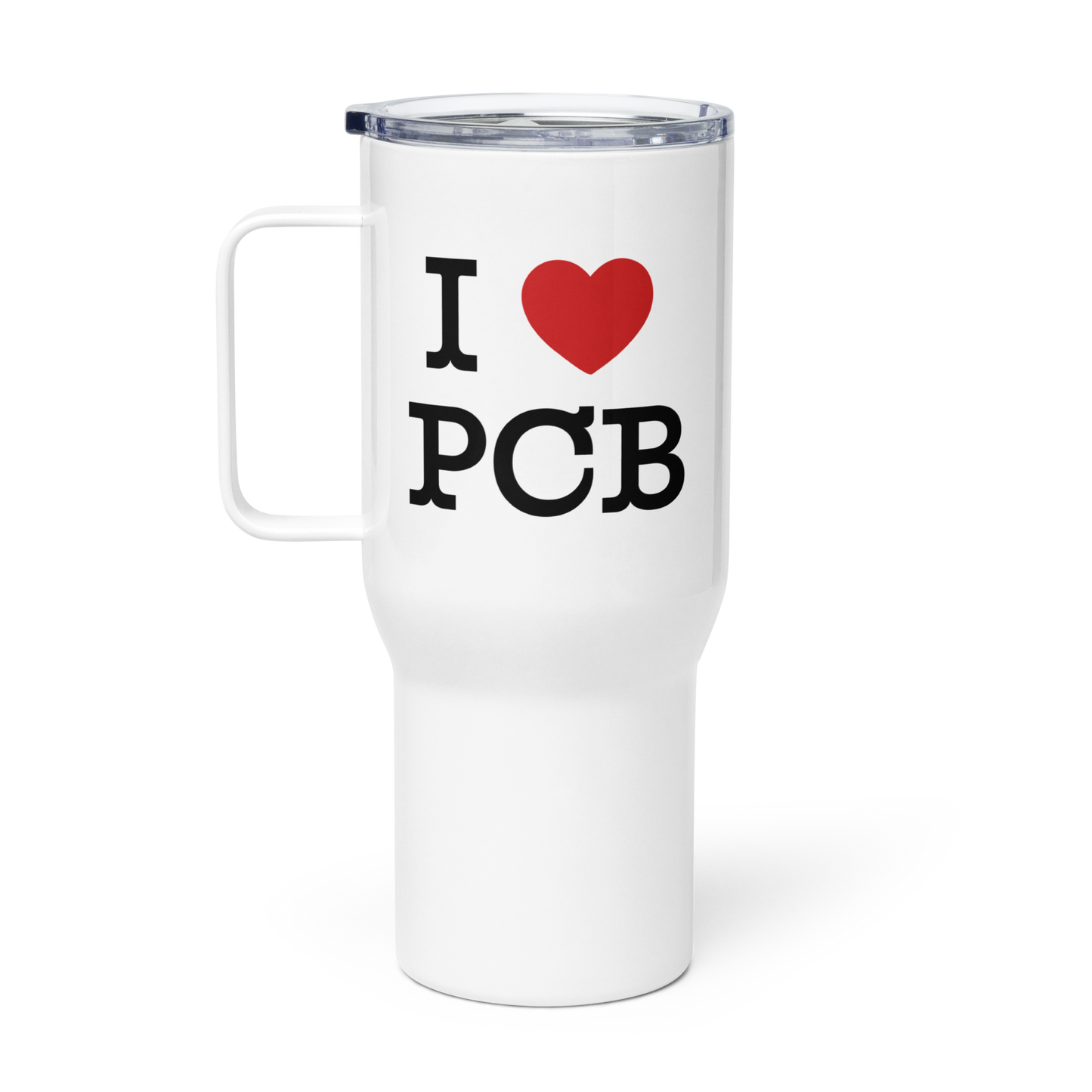 I Love PCB Travel Mug with a Handle