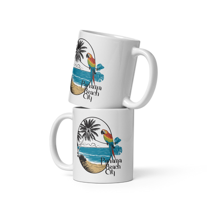 Parrot Perch: Panama City Beach Glossy Mug