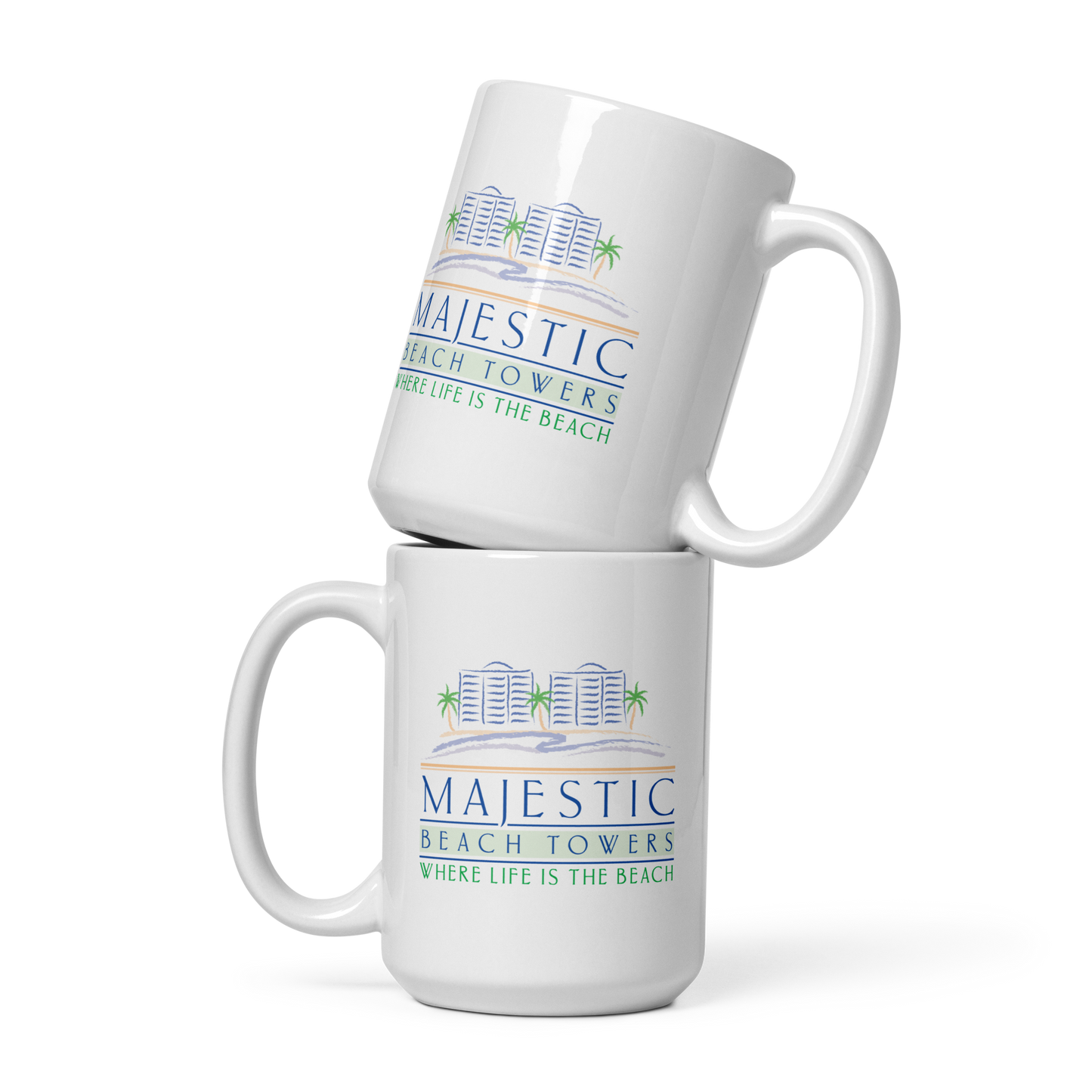 Majestic Beach Resort PCB Design White Glossy Mug