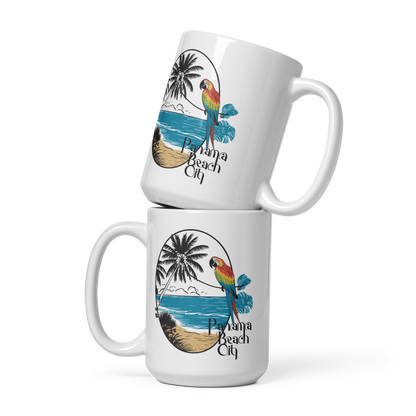 Parrot Perch: Panama City Beach Glossy Mug