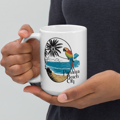 Parrot Perch: Panama City Beach Glossy Mug