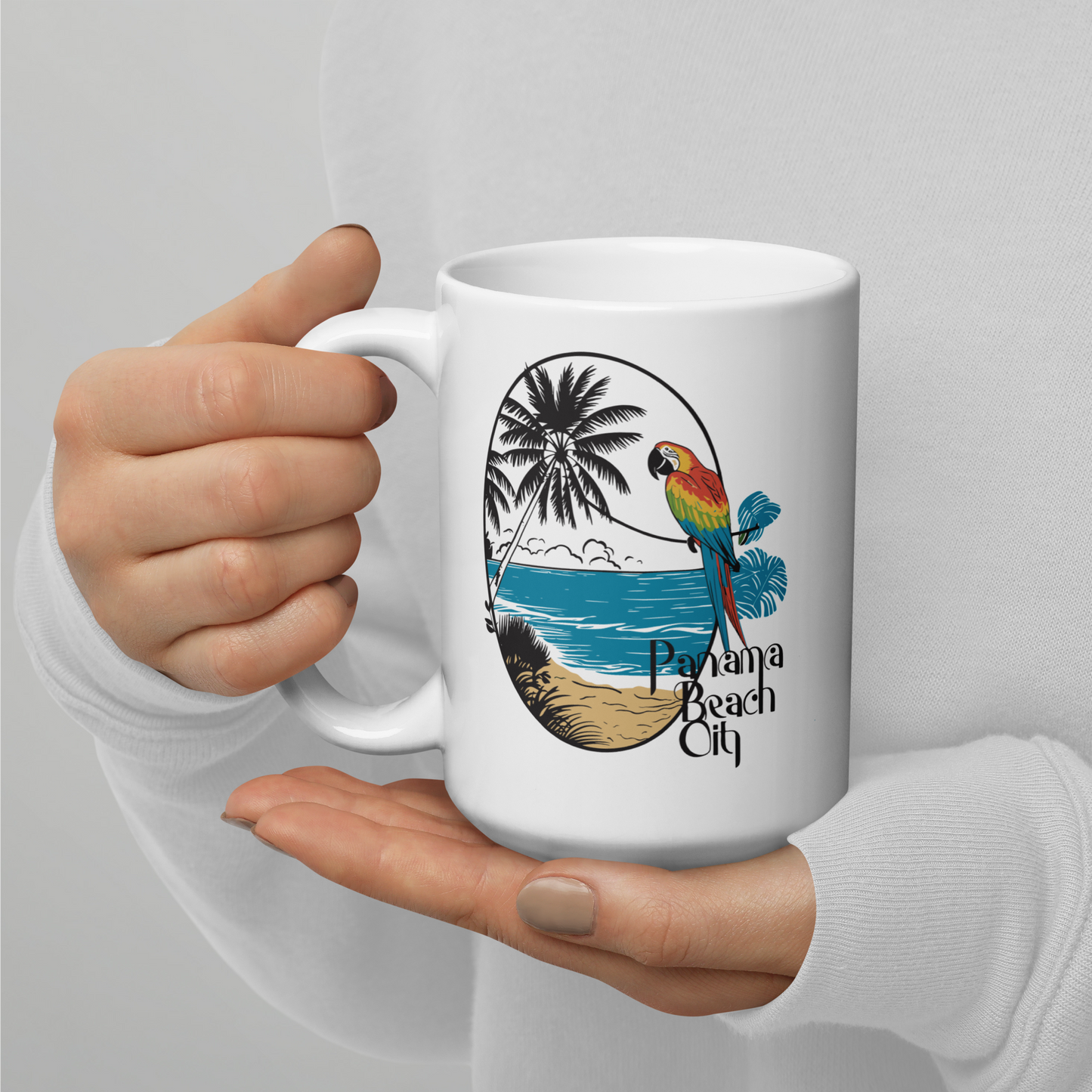 Parrot Perch: Panama City Beach Glossy Mug