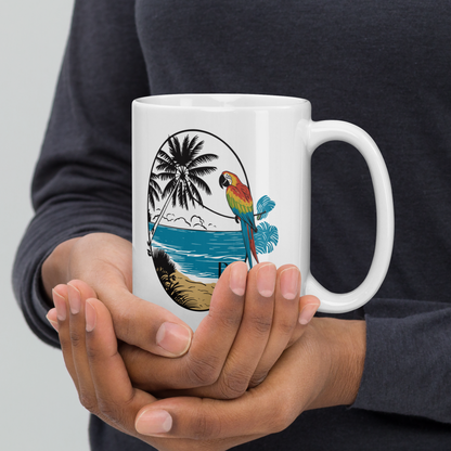 Parrot Perch: Panama City Beach Glossy Mug