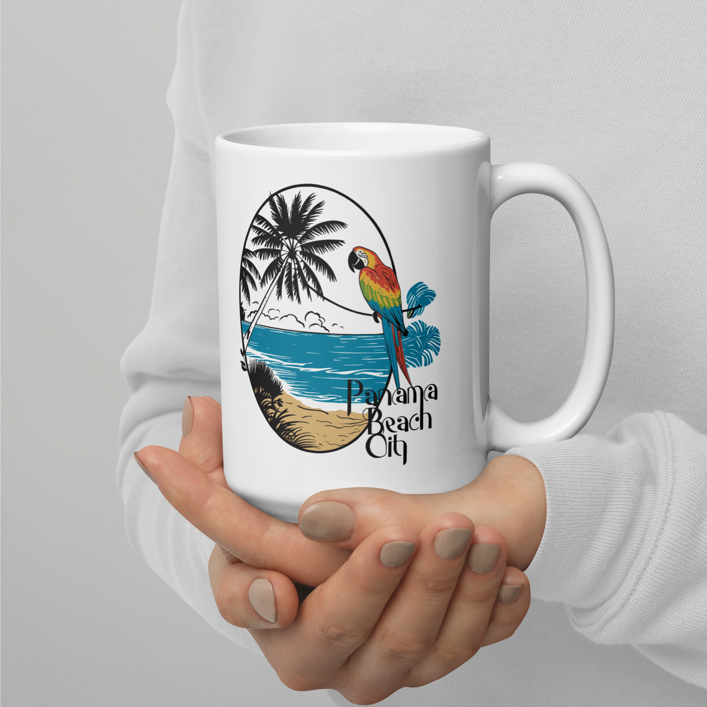 Parrot Perch: Panama City Beach Glossy Mug