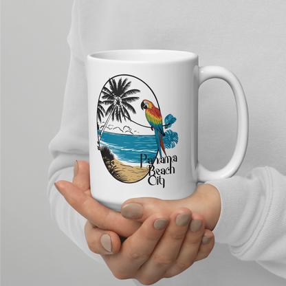Parrot Perch: Panama City Beach Glossy Mug