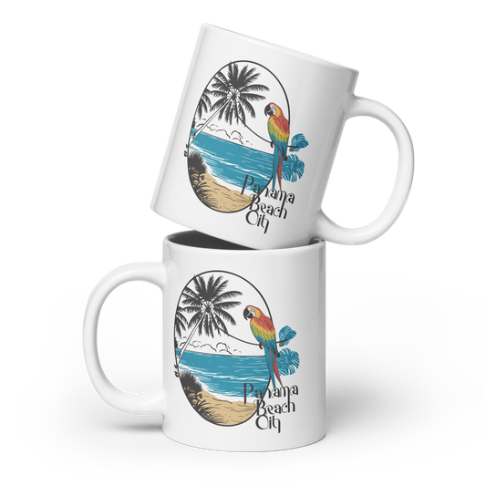 Parrot Perch: Panama City Beach Glossy Mug